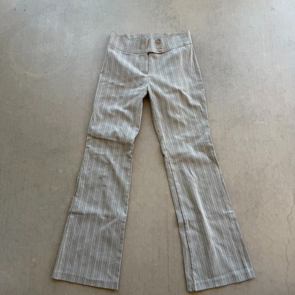 Rue21 Pants - Rue21 Y2K Striped Flare Pants Womens 11/12 Beige High Rise Stretch Retro